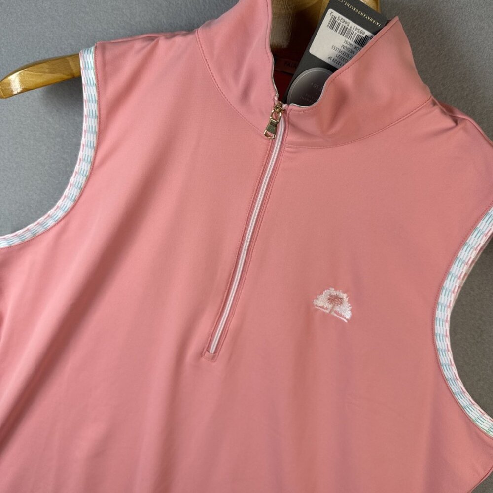 New W/ Logo Fairway & Greene Darcy Sleeveless Polo Womens Size M Frose MSRP $118